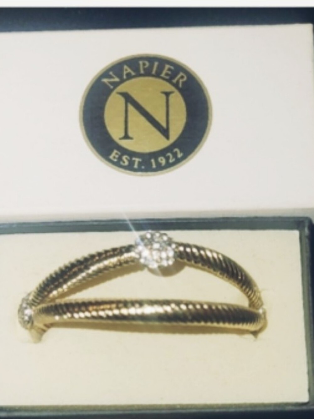 Vintage New In Box Napier Crossover Cable Twist Cuff Bracelet